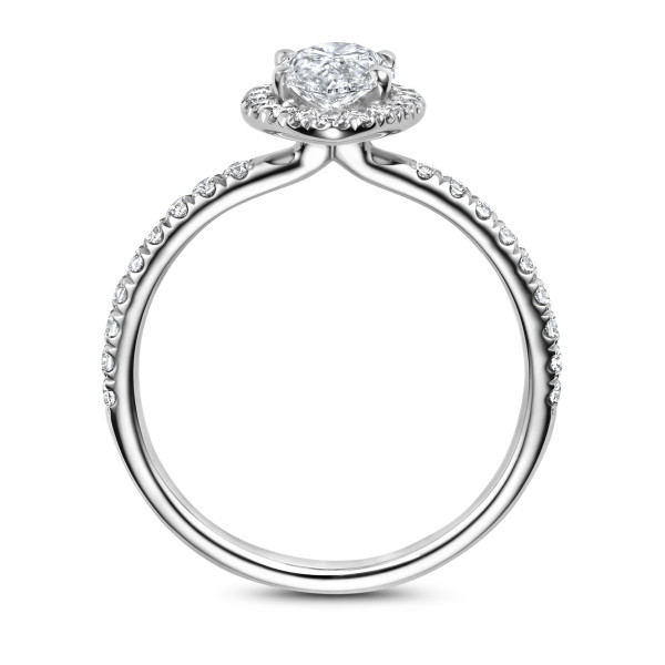 Search all PLP - 2.00 karaat halo solitaire ring met Marquise lab grown diamant in wit goud met ronde lab grown diamanten