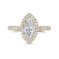 2.00 karaat halo solitaire ring met Marquise lab grown diamant in geel goud met ronde lab grown diamanten