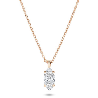 1.00 karaat solitaire hanger in rood goud met Marquise lab grown diamant