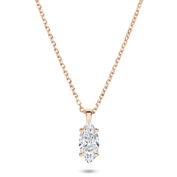 1.00 karaat solitaire hanger in rood goud met Marquise lab grown diamant