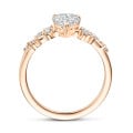 1.20 karaat solitaire clusterring in rood goud met een peervorm diamant