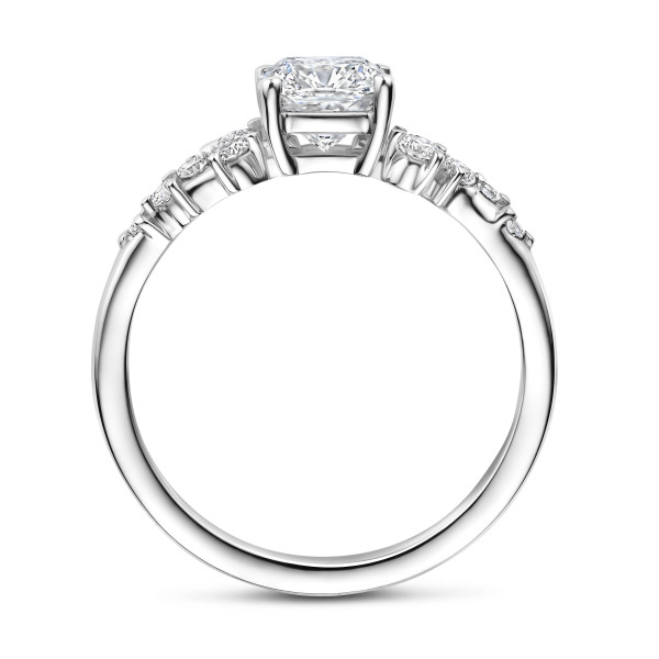 Ringen - 2.00 karaat solitaire clusterring in wit goud met een cushion slijpvorm diamant
