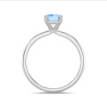 3.00 karat beyaz altın, mavi laboratuvarda yetiştirilmiş zümrüt kesim pırlantalı tektaş yüzük