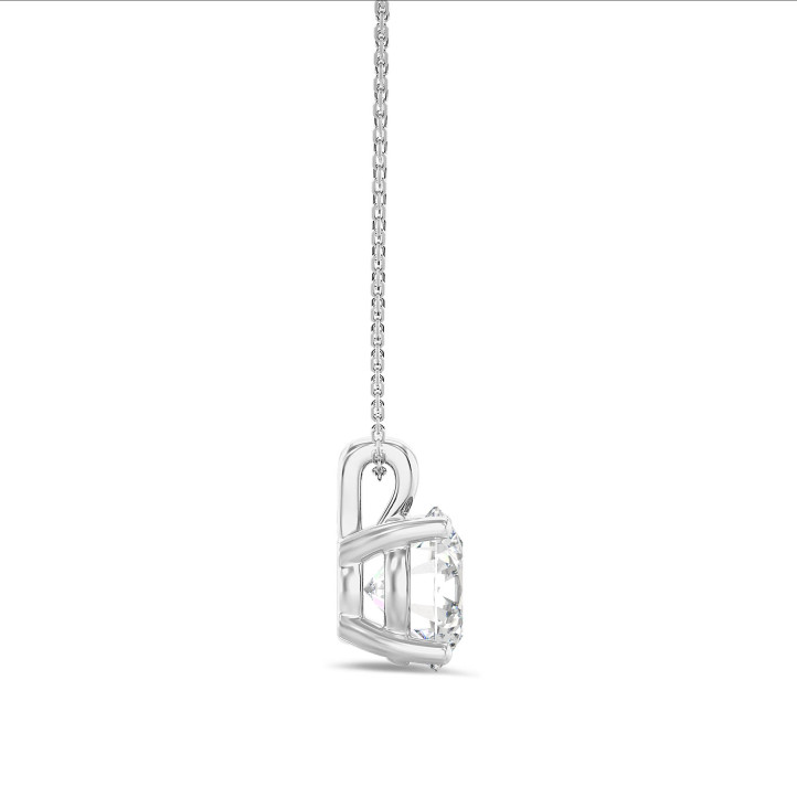 1.00 karat beyaz altın, laboratuvarda yetiştirilmiş yuvarlak pırlantalı tektaş kolye ucu