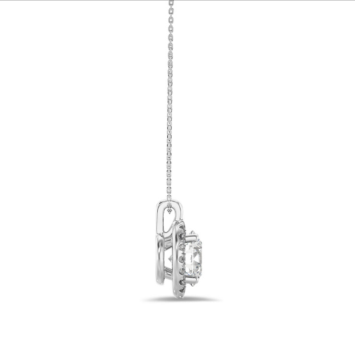 1.00 karat laboratuvarda yetiştirilmiş platin pırlanta halo kolye