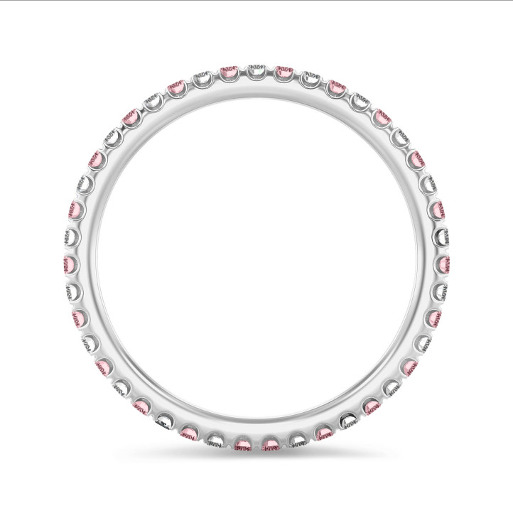 0.55 karat sonsuzluk yüzüğü (tam set) platin, yuvarlak pembe ve beyaz laboratuvarda yetiştirilmiş pırlanta