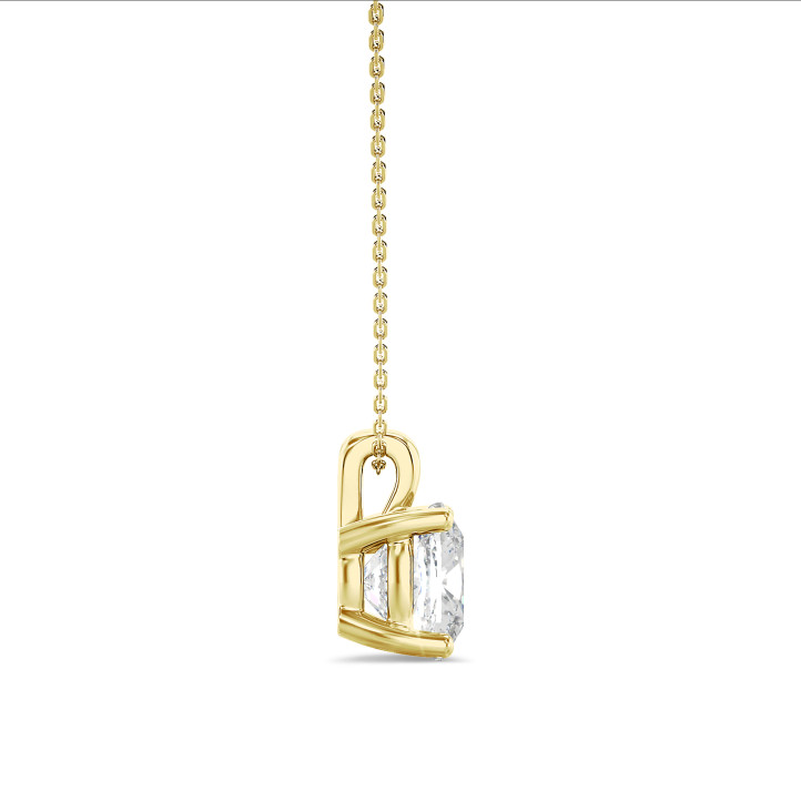 5.00 karat tektaş laboratuvarda yetiştirilmiş yastık kesim sarı altın pırlanta kolye ucu