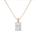 5.00 karat tektaş laboratuvarda yetiştirilmiş oval kesim kırmızı altın pırlanta kolye ucu