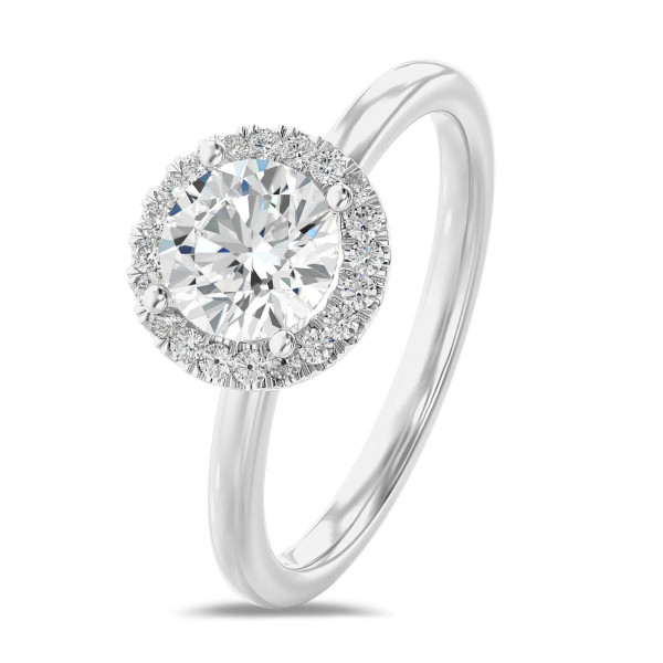 求婚钻戒 - 1.00克拉Halo光环围镶培育单钻白金戒指