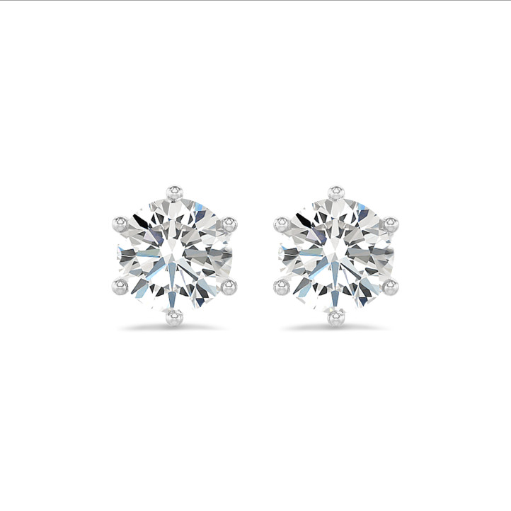 3.00克拉铂金圆形培育钻石耳钉