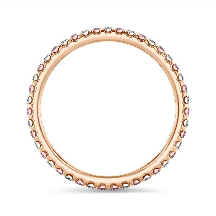 0.55克拉玫瑰金婚戒镶培育钻(满镶)