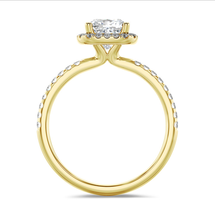 5.00克拉Halo光环枕形切工围镶培育单钻黄金戒指