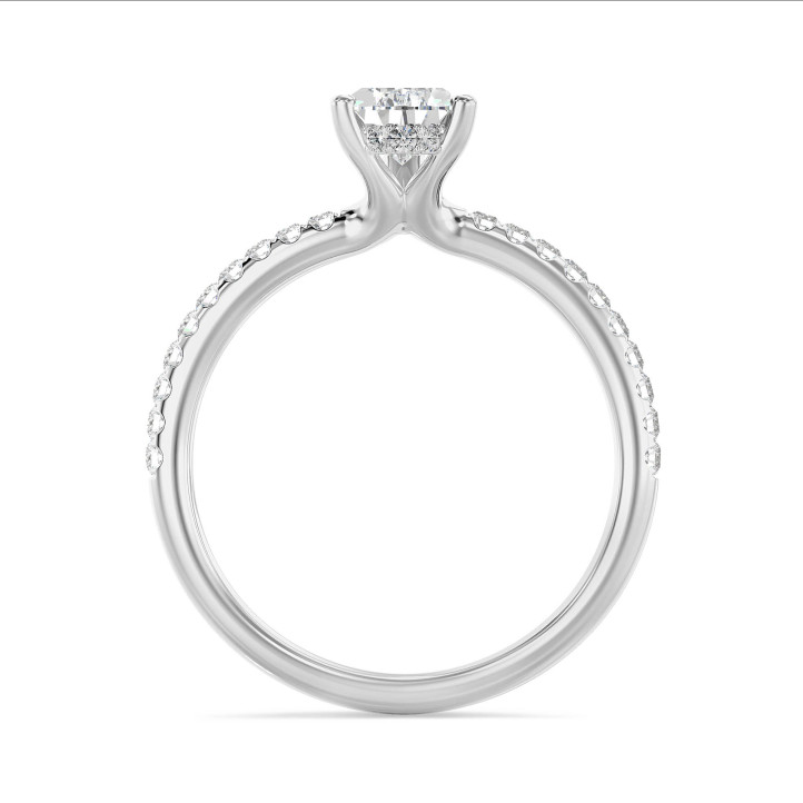 1.50克拉隐藏光环梨形切工围镶培育单钻白金戒指