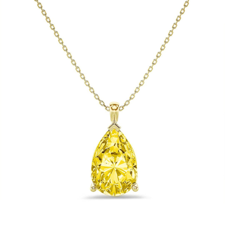 yellow diamond pear cut pendant