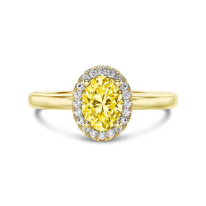 oval cut yellow diamond ring