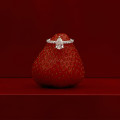 2.50克拉梨形切工黄金培育单钻戒指 - 戒圏密镶小培育钻